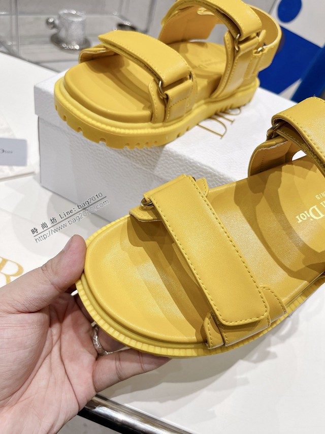 Dior迪奧2022新款新色系魔術貼涼鞋原版複刻專櫃純色系沙灘涼鞋女士涼鞋 dx3082